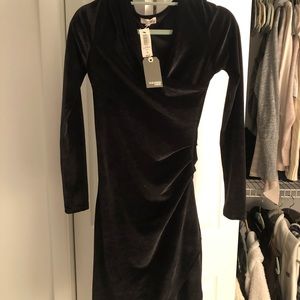 Black velvet long sleeve dress